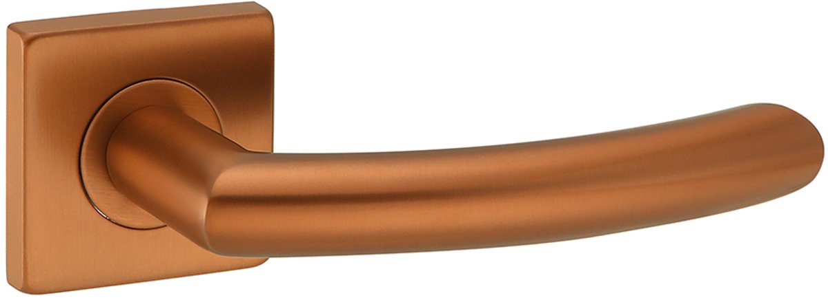 Deurkruk (2x) Donna rond 20mm haaks op vierkant rozet brons geborsteld PVD gecoat | Ronde deurklinken