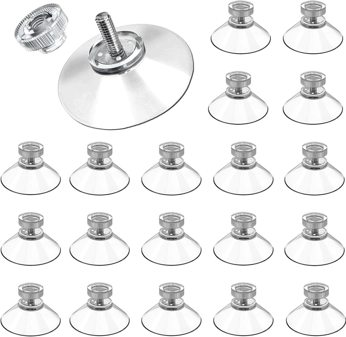 Zuignappen met Schroefdraad - Transparant - Ø 40 mm - PVC - Voor Decoratie en Ophangdoeleinden