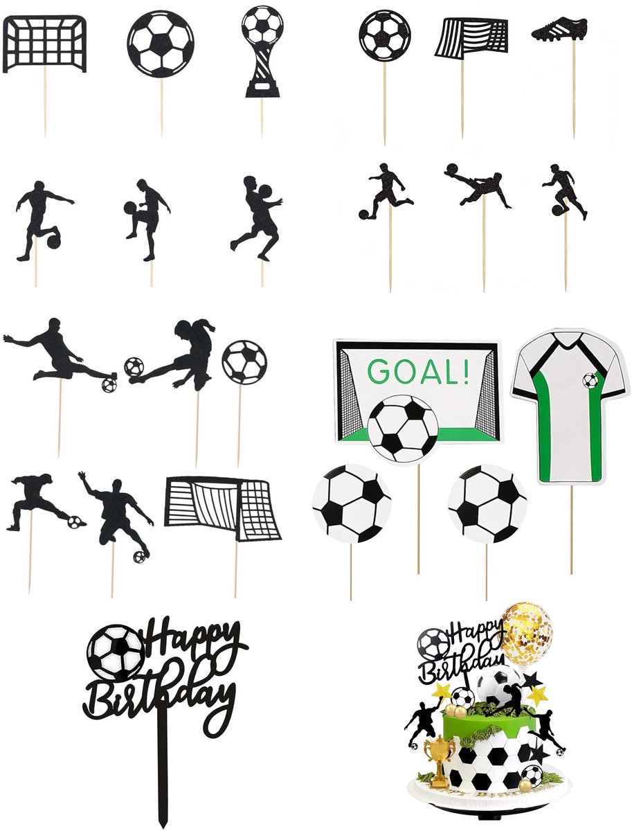 Solidchoice - Voetbal Taart Decoratie Set - 23 Stuks voor Verjaardagen