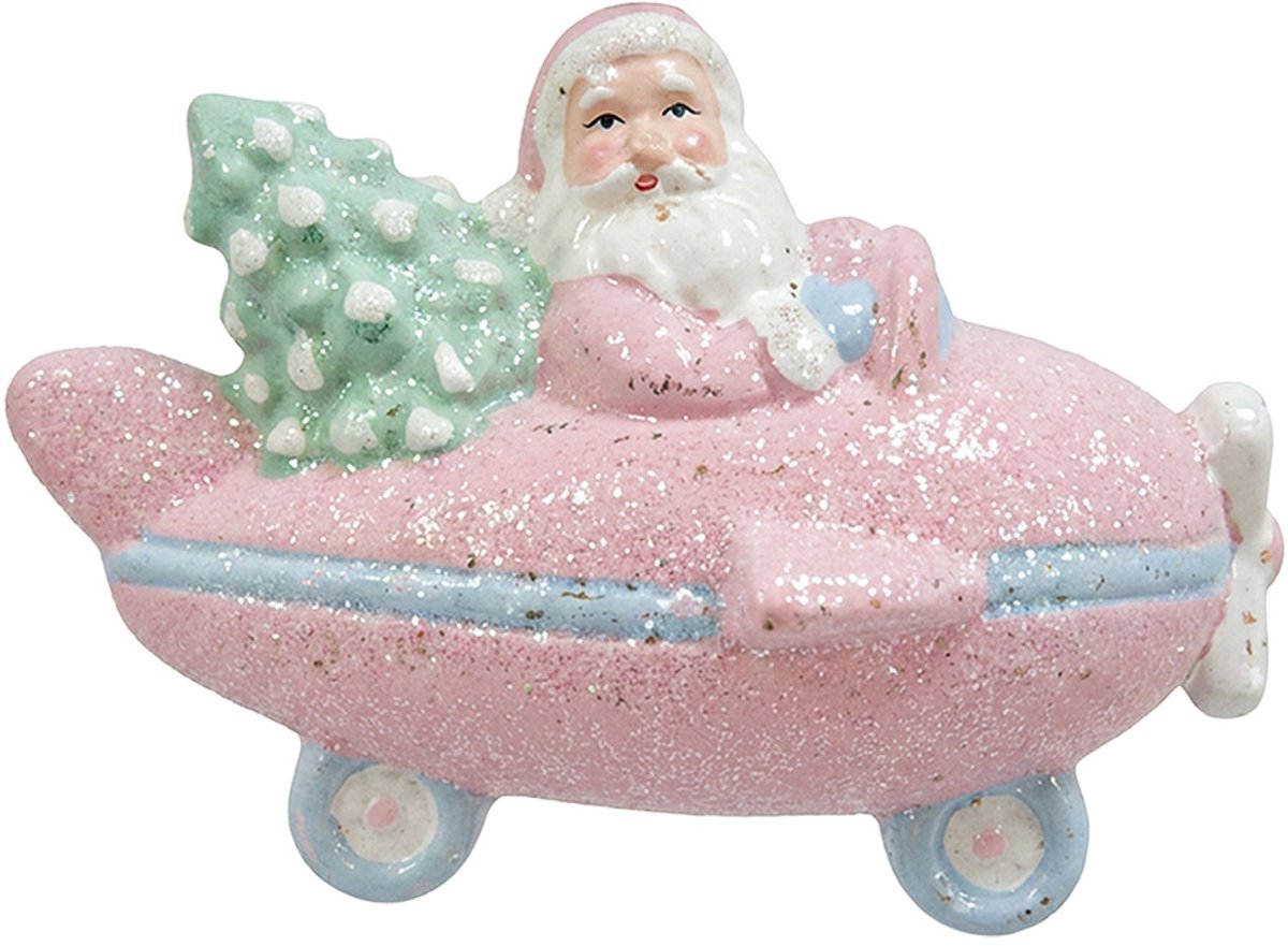 Clayre & Eef Kersthanger Kerstman Roze Kunststof