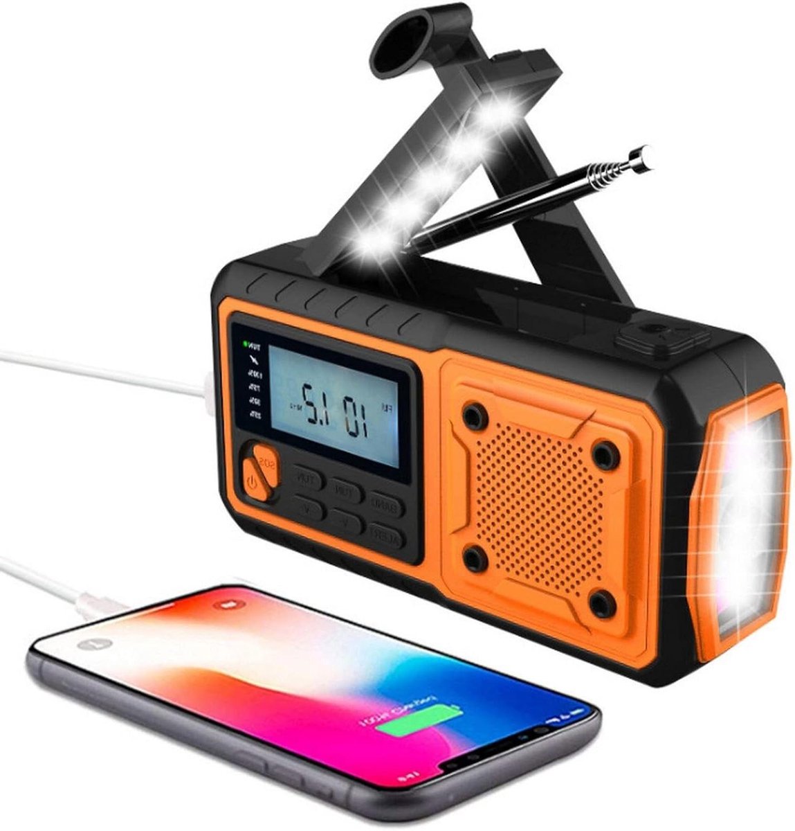 Noodweer Radio - Draagbare Radio - Outdoor Activiteiten - Hand Crank Opladen - 153 mm - Oranje