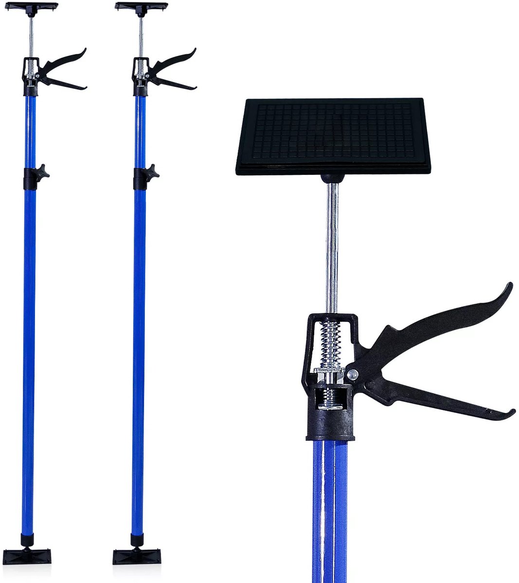 Plafondbeugel - 2 stuks - Verstelbare lengte 50–115 cm - Draagvermogen tot 40 kg - Telescopische stang voor kasten - Stevig en duurzaam - Montagebeugel - Installatie van de hefbeugel - Gereedschap voor plafondbeugels voor timmerwerk - Blauw