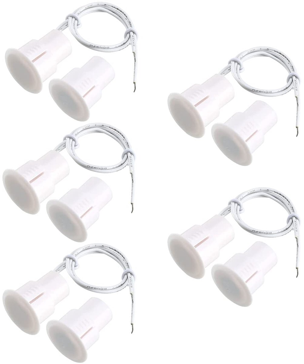 GUUZI 5pcs RC-36 Recessed NC Security Alarm Door Window Contact Sensor Magnetic Reed Switch for Iron Gate (White) - ShopVlot