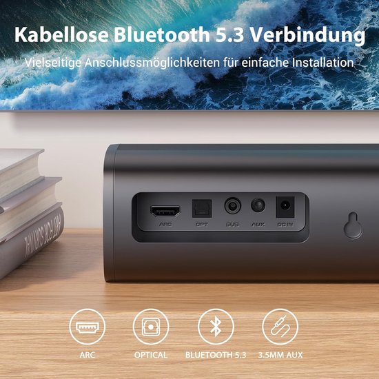 Soundbar - Zwart - 56W - Met Bluetooth 5.3 en Meerdere Ingangen - Voor TV Apparaten — afbeelding 4