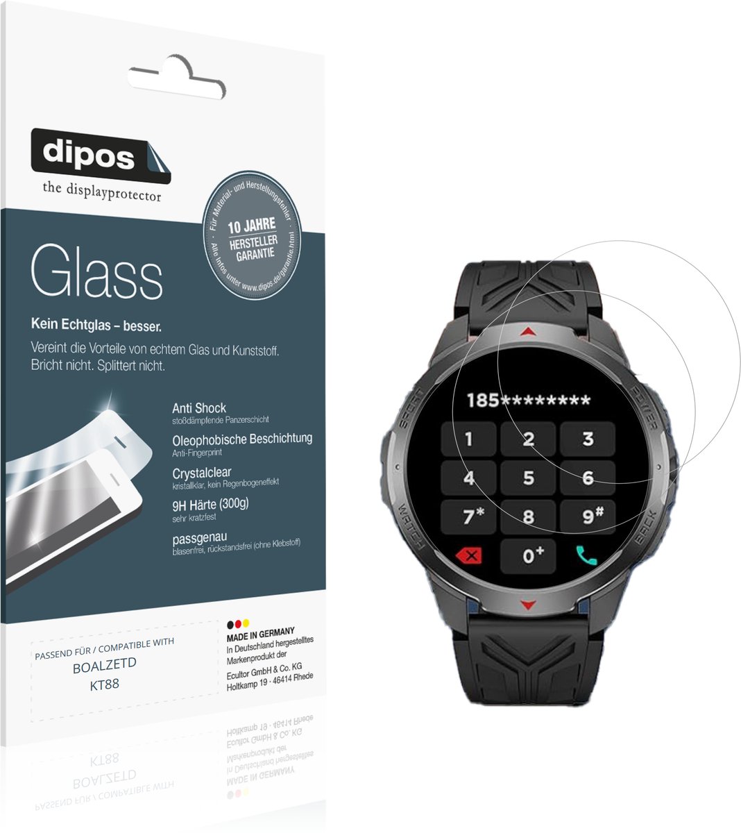 dipos – 2x Pantserfolie geschikt voor BOALZETD KT88 | 9H Screenprotector