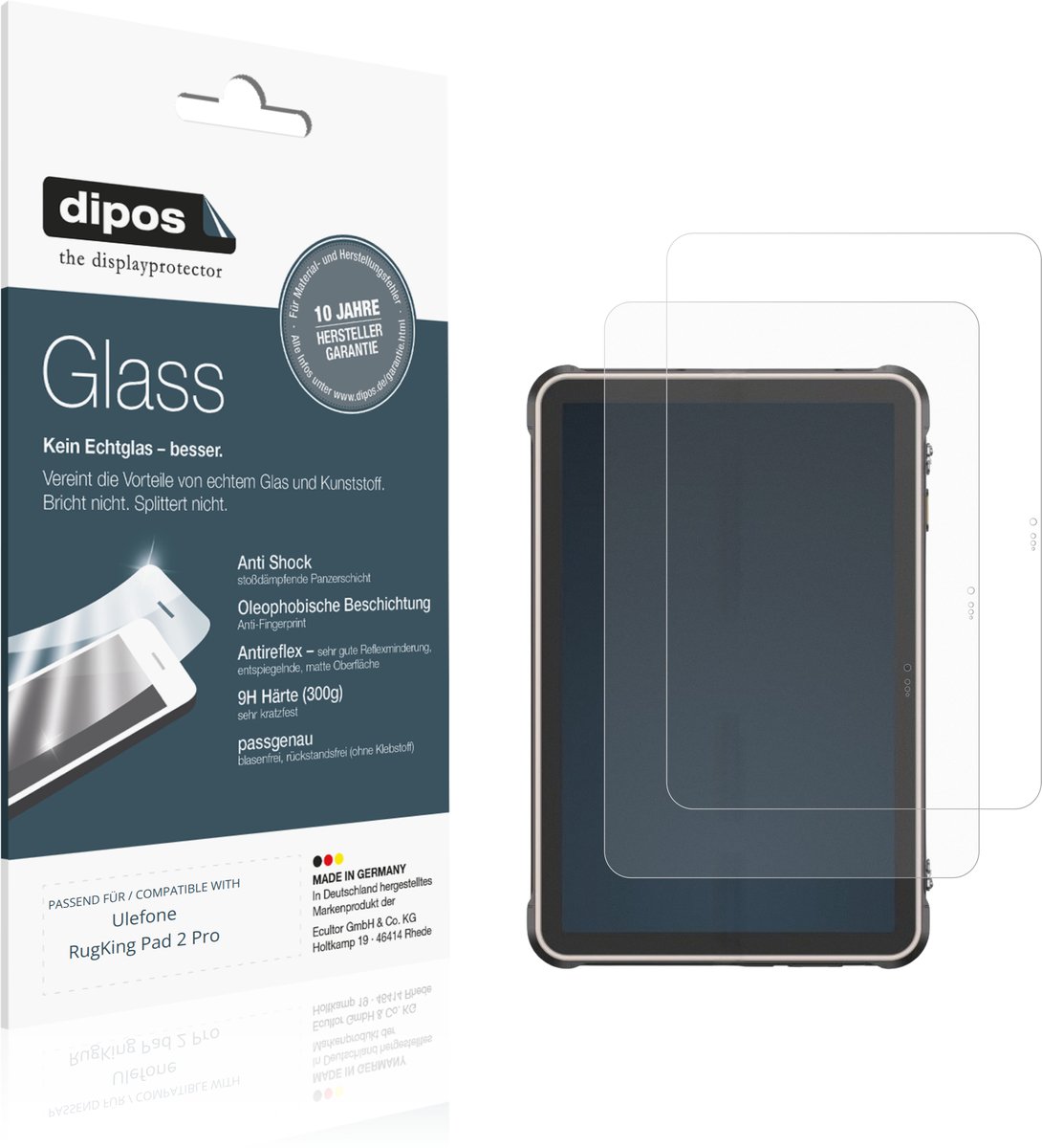 dipos – 2x Matte Pantserfolie geschikt voor Ulefone RugKing Pad 2 Pro | 9H Screenprotector