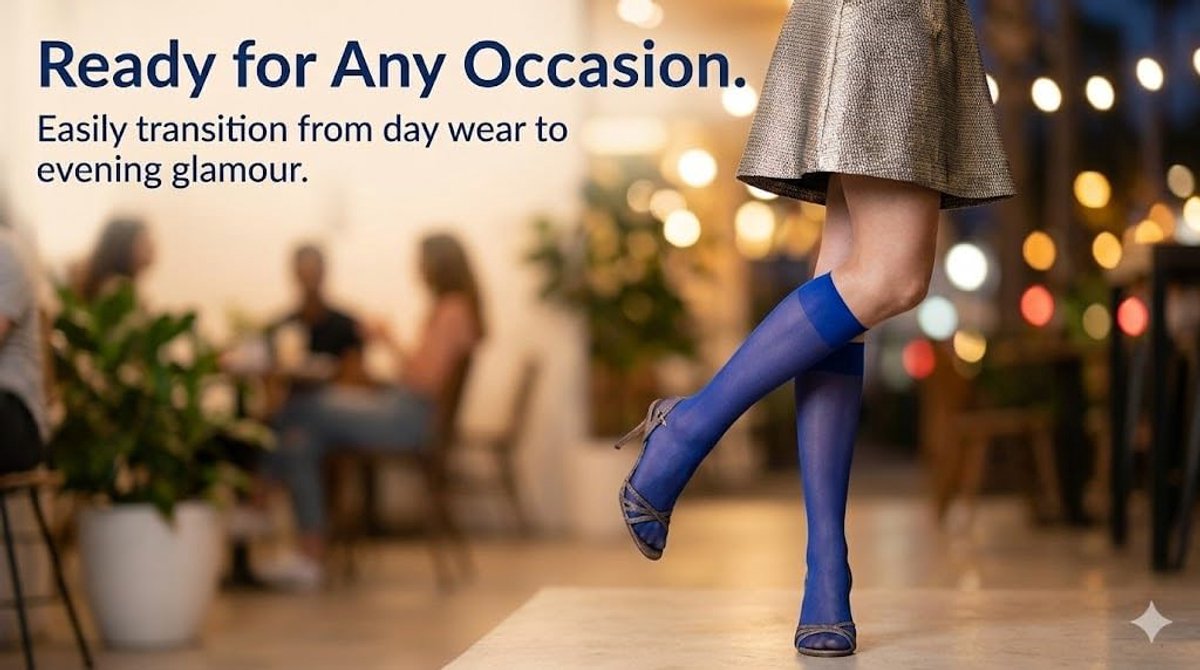 Ladies Knee Socks, Sheer Nylon, 20 Denier, Blue, Beige and Brown, with Comfort Bands, 6 Pairs - ShopVlot