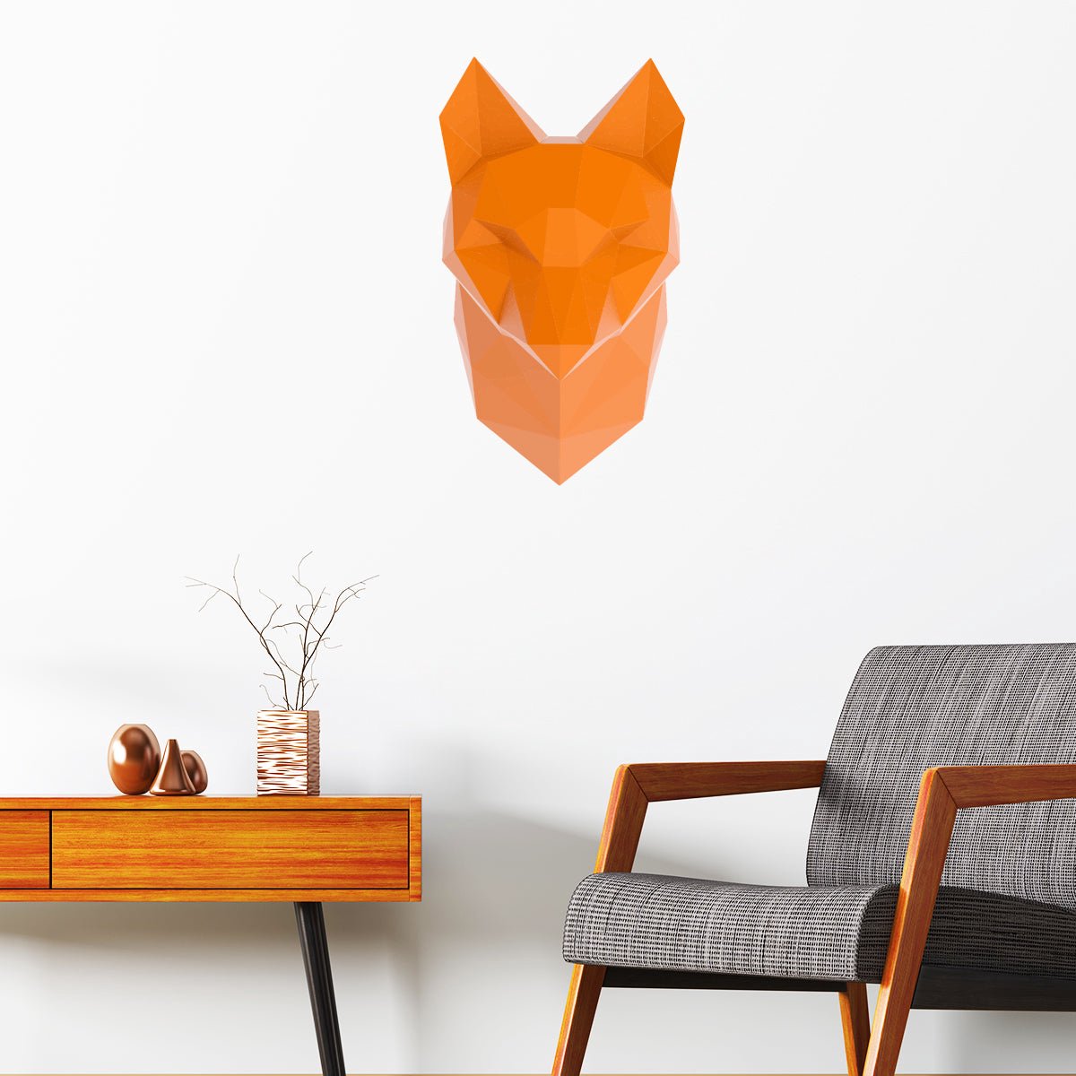 Ambiance Sticker 3D-sticker origami oranje vos 100 x 55 cm Multi color
