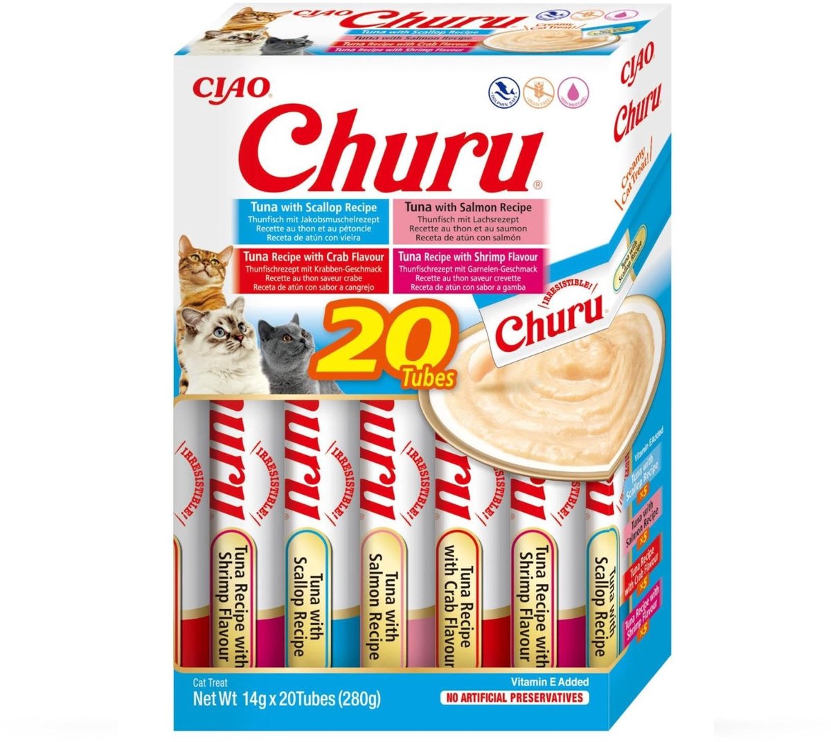 Solidchoice - Gepureerde Kattensnoepjes - 20 Tubes x 14g
