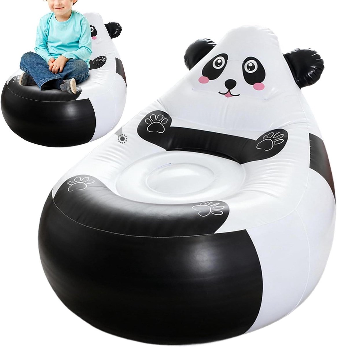Opblaasbare Stoel - Luchtbank Kinderen - Buiten Ontspannen - Dierlijke Vorm - 75x80x65 cm - Panda