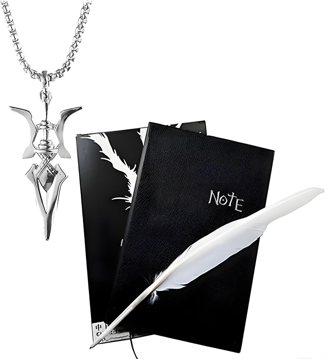 Anime Geïnspireerde Zilver Geometrische Ketting en Veer Pen Set voor Cosplay en Halloween Kostuum Accessoires - 2 Stuks voor Fans van Missaa