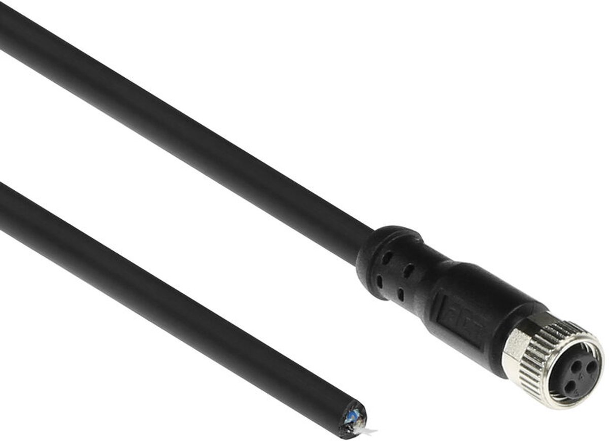 ACT SC3008 Industriële Sensorkabel | M8A 3-Polig Female naar Open End | Ultraflex Xtreme TPE kabel | Afgeschermd | IP67 | Zwart | 3 meter