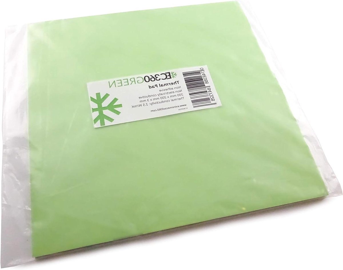 Thermische Pad - Koelpasta Vervanger - Warmtebeheer Componenten - Goede Warmtegeleiding - 200x200x3mm - Groen