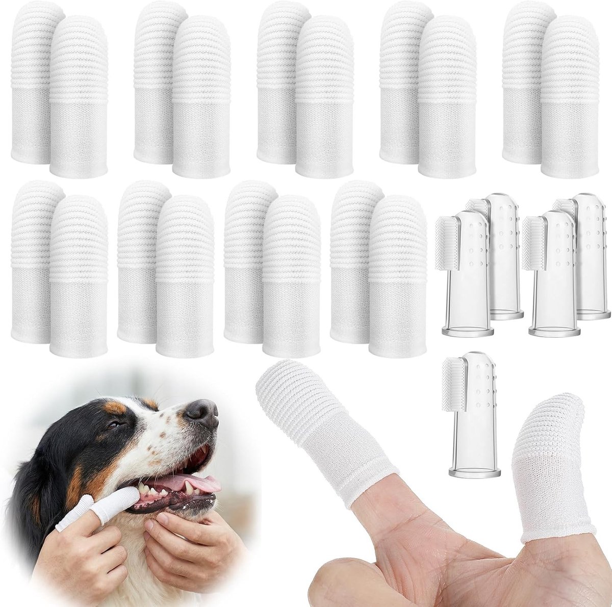 Huisdiervingertandenborstelset voor honden en katten - 25 stuks, zachte en wasbare tandenborstels voor effectieve mondhygiëne en tandheelkundige verzorging