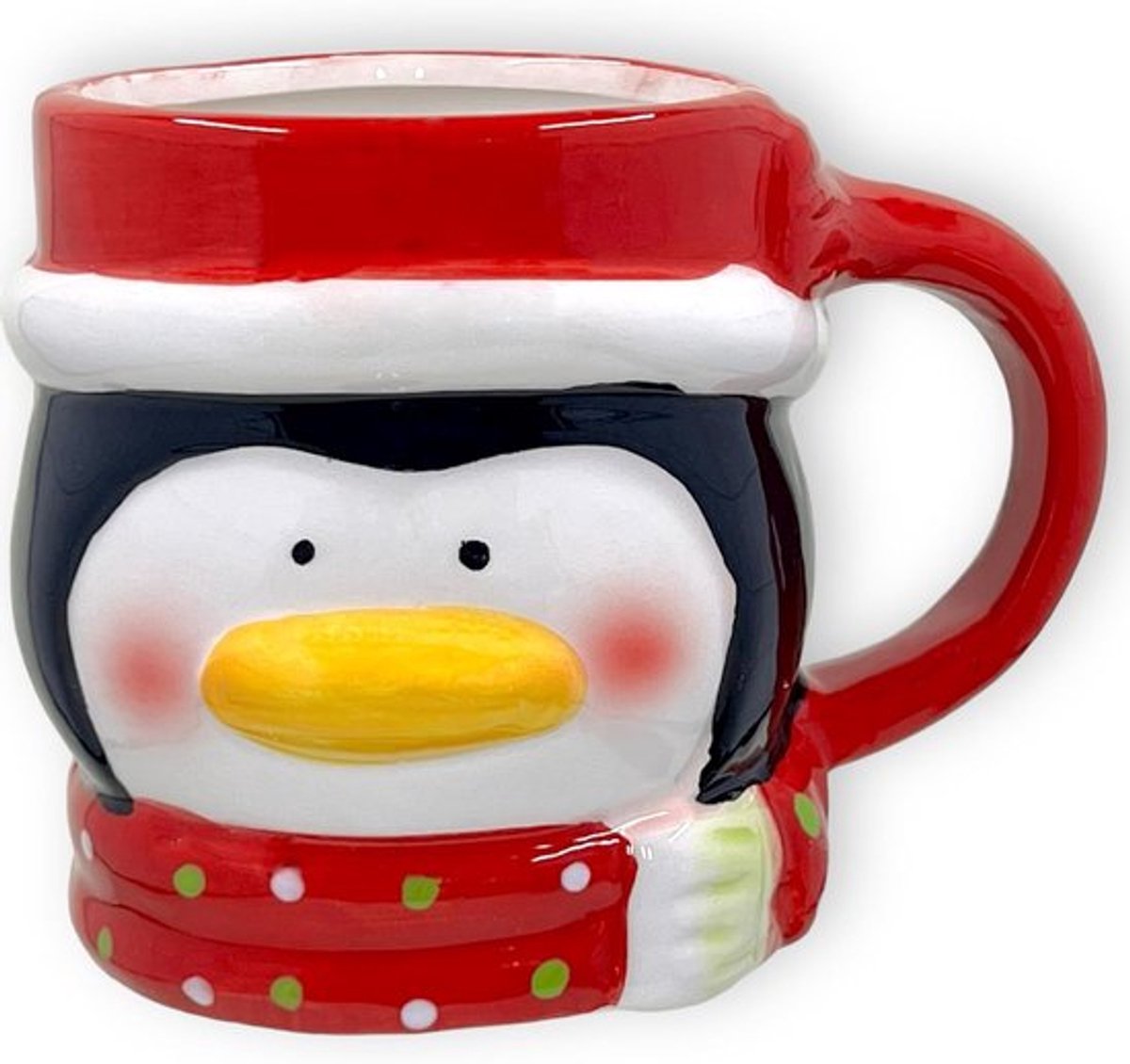 Keramische 3D kerstmok van 300 ml met frostig pinguïn design, geschikt voor warme en koude dranken en ideaal voor de feestdagen