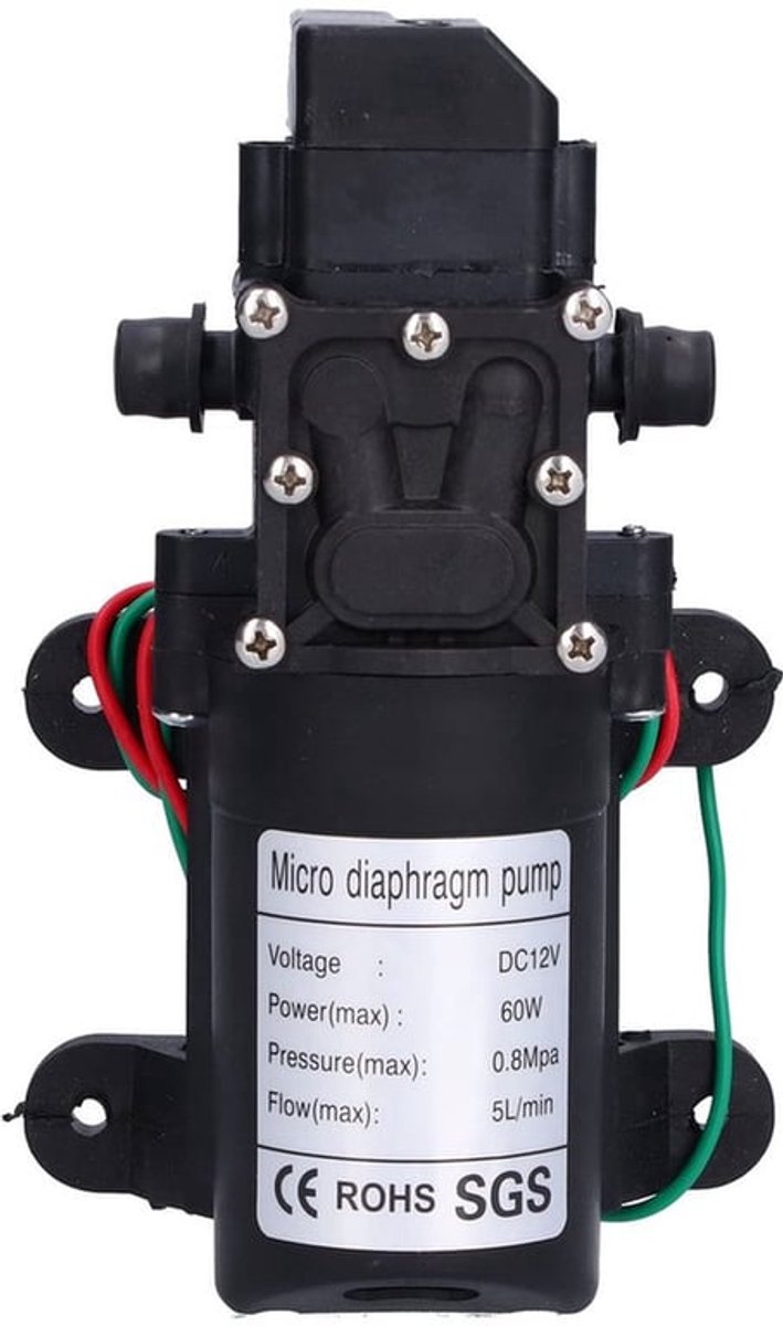 12V Membraanpomp, 60W 5L/min 0.8Mpa Grote Stroom Zelfaanzuigende Spuitpomp met Automatische Stop en Start, Waterdruk Booster Pomp voor Tuinirrigatie, Zwembaden