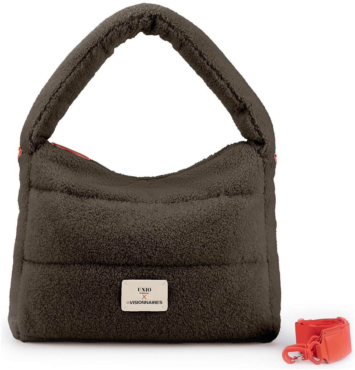 Unio Hamburg x Les Visionnaires schoudertas Teddy Unio Hobo Khaki olijfgroen