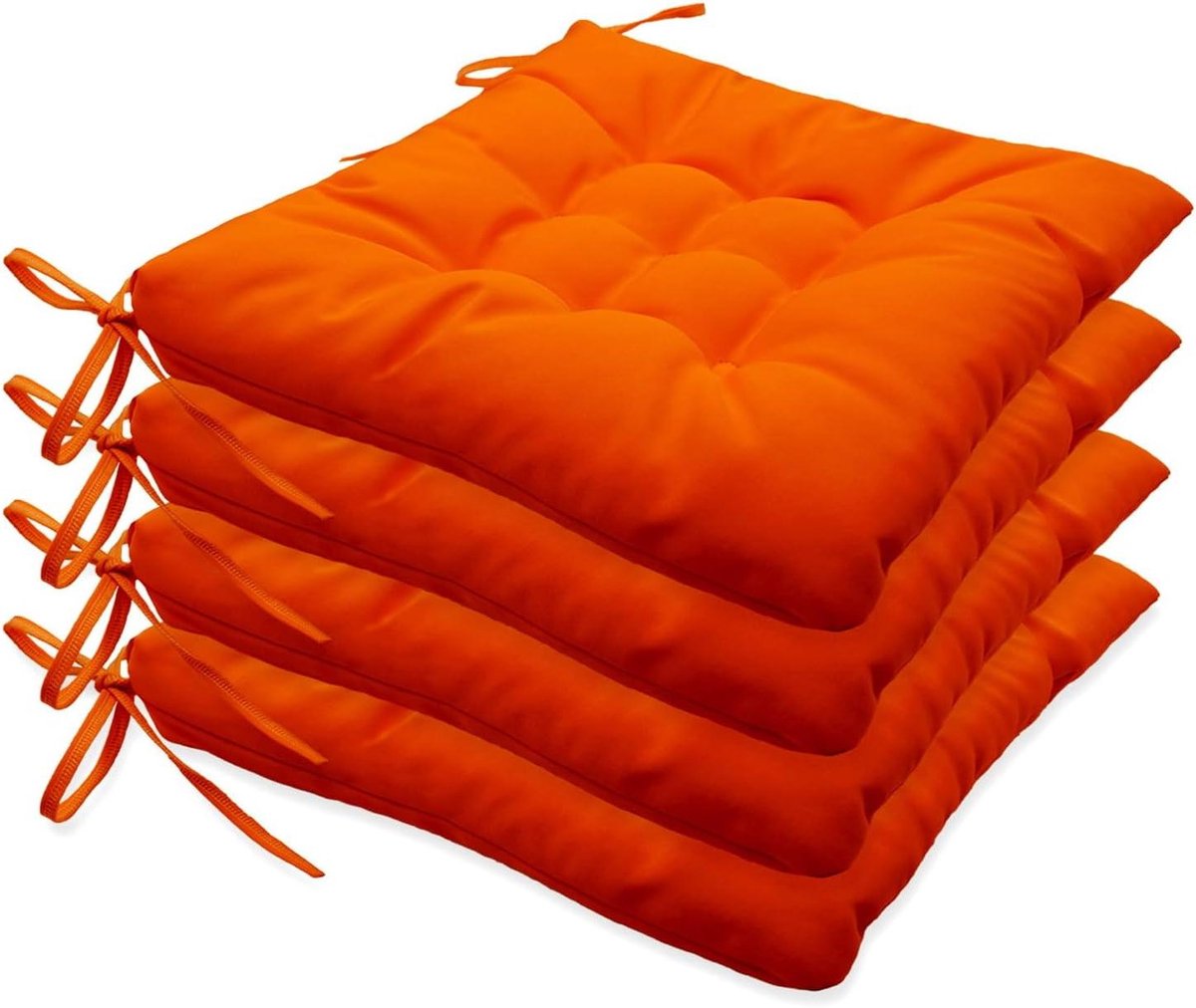 Stoelkussens Set - Buitenkussens Binnen - Comfortabel Zitten - Waterafstotend Materiaal - 40x40 cm 4 Stuks - Oranje