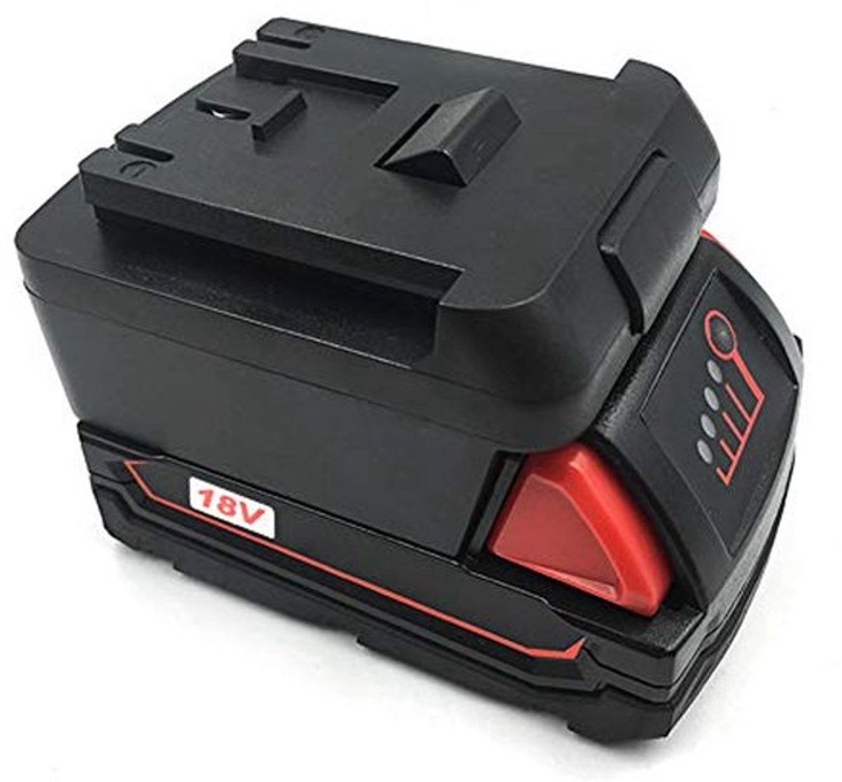 Adapter voor elektrisch gereedschap, 18V Li-ionbatterij. Adapter omzetten naar Adaptateur Pro met oplaadfunctie.