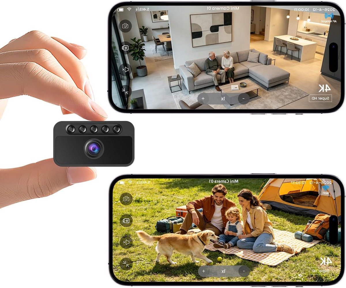 Mini Spionagecamera - Verborgen Camera - Beveiliging Binnen Buiten - 4K Ultra HD Nachtzicht - 50x50x28mm - Zwart