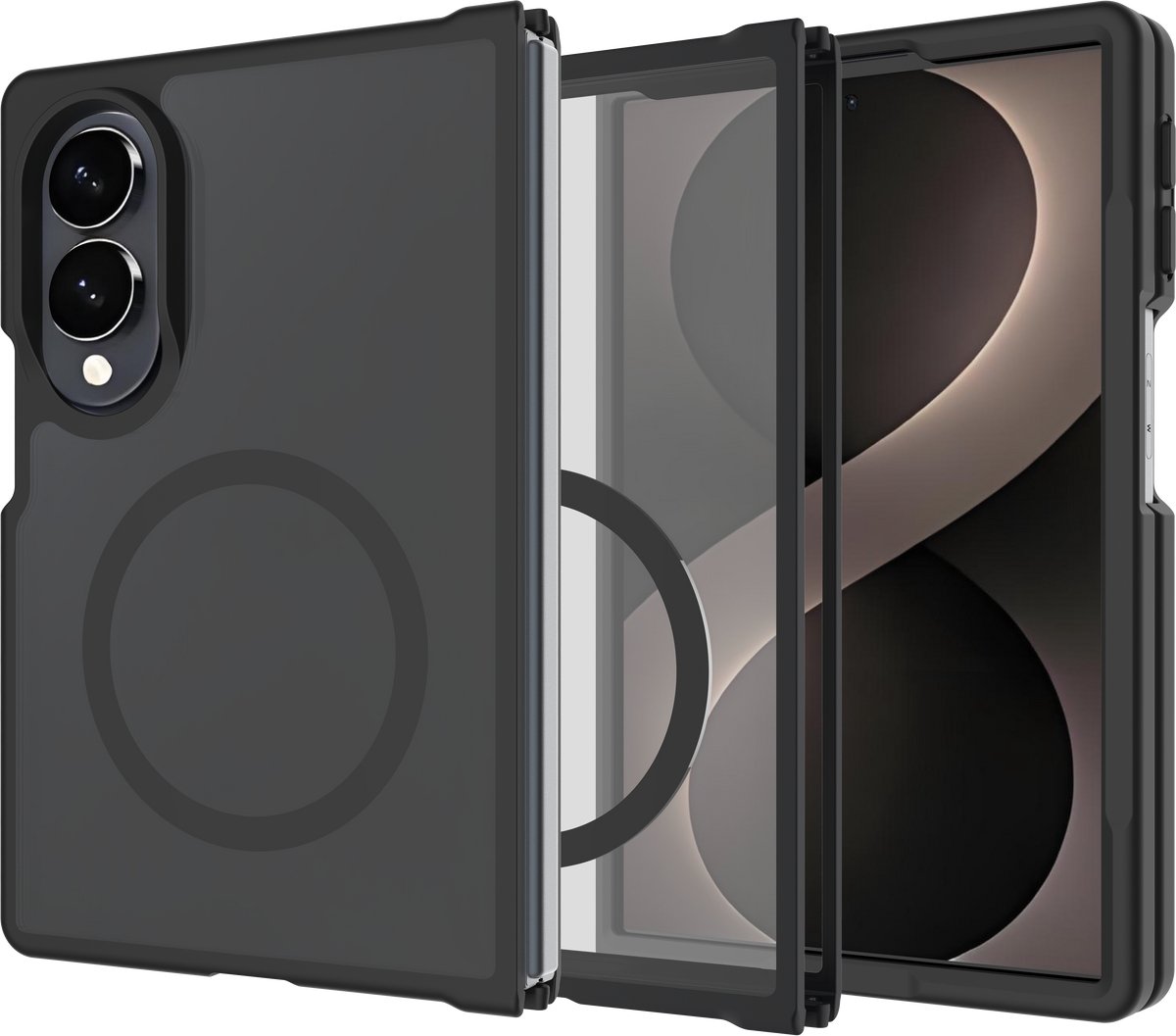 Cazy hoesje geschikt voor Samsung Galaxy Z Fold8 Hoesje geschikt voor MagSafe - Military Grade Backcover - Zwart