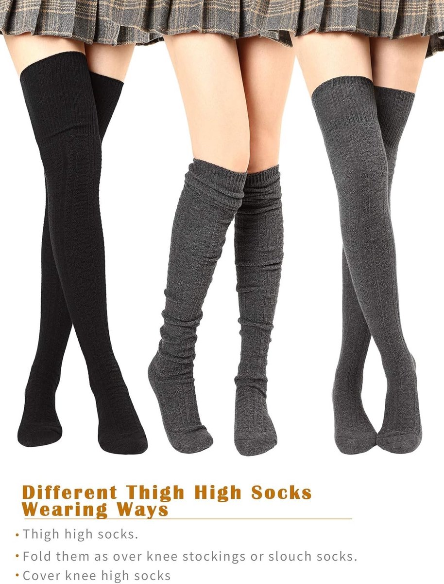 Dikke lange kniekousen voor dames, ideaal voor de winter, warm en comfortabel voor boots