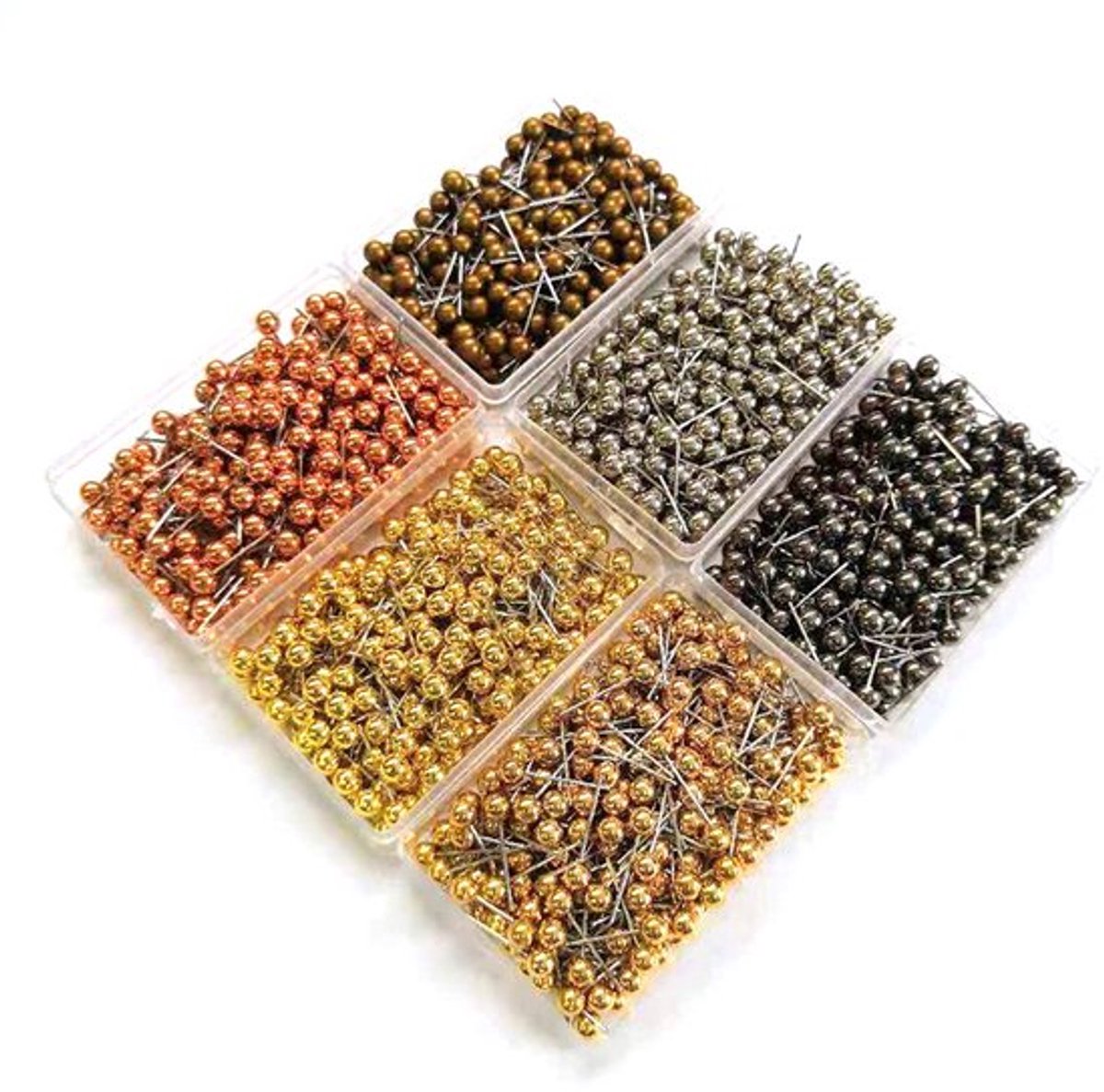 Duwpinnen, Metallic Kleur Kaart Tacks Multi-Kleur Kralen Hoofd Markeer Pinnen voor Documenten Knutselbenodigdheden 1200 Stuks