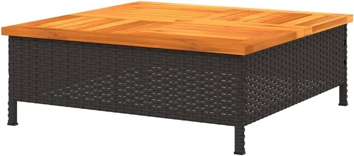 Tuintafel - Buitentafel Ronde Tafel - Buiten Ontspannen - Parasolgat Geïntegreerd - 70 x 70 x 25 cm - Zwart