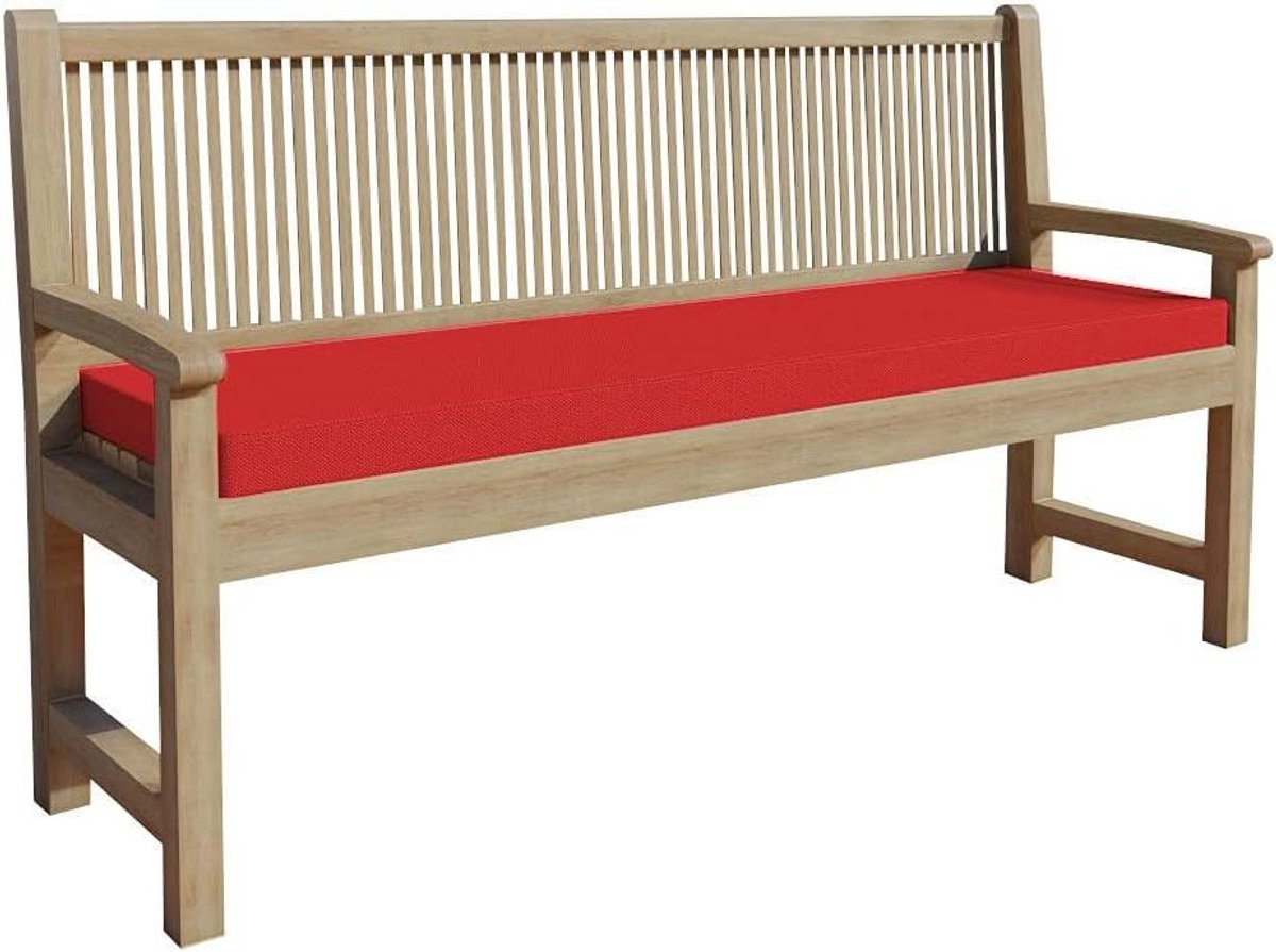Bankkussen - Zitkussen Rugkussen - Buiten Ontspannen - Bevestigingslussen - 140 x 40 x 5 cm - Rood