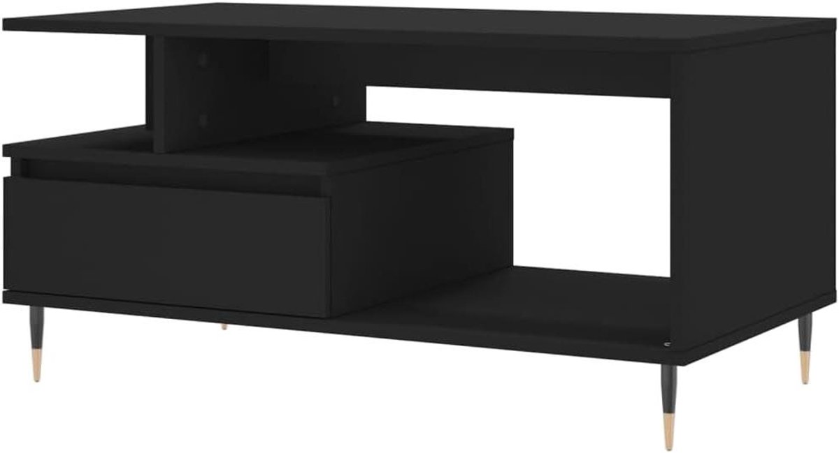 Salontafel met lade - Bijzettafel koffietafel - Woonkamer inrichten - Glad oppervlak - 90x49x45 cm - Zwart