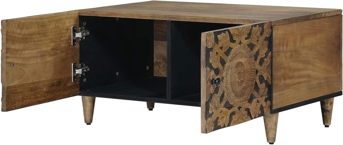 Salontafel Massief Mangohout - Houten Tafel - Woonkamer Decoratie - Uniek Houtnerf Patroon - 80 x 50 x 40 cm