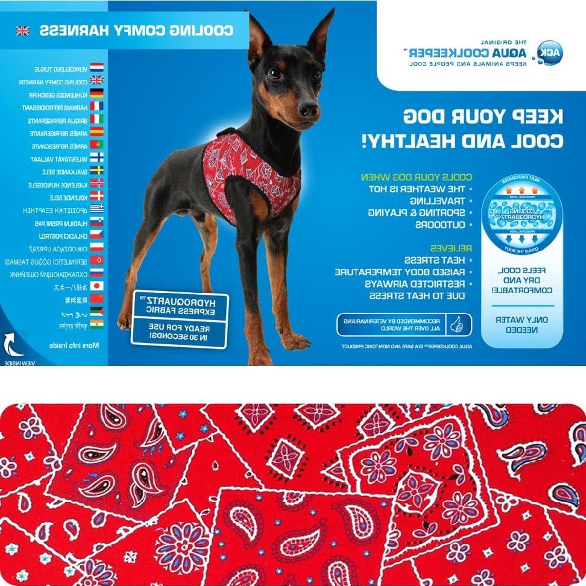 Honden Koelvest - Honden Koelharnas - Hond Koel Houden - Alleen Water Nodig - 26-30 cm - Rood