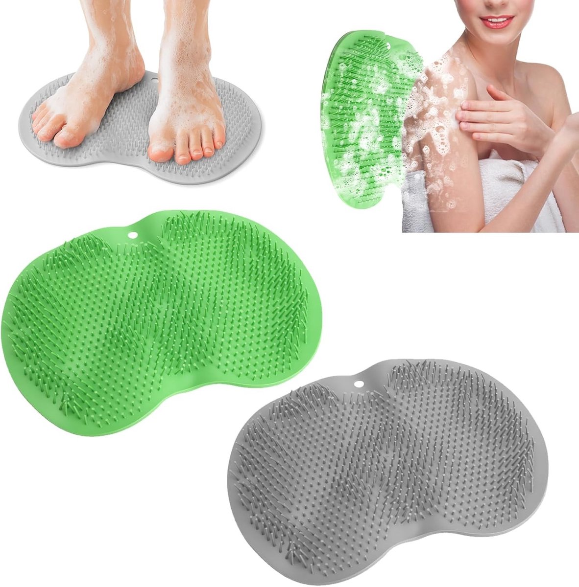 2-Pack Voetborstel en Voetwasmat met Antislip Zuignappen, Scrubber en Massager voor Voetverzorging, Ontspanning en Exfoliatie