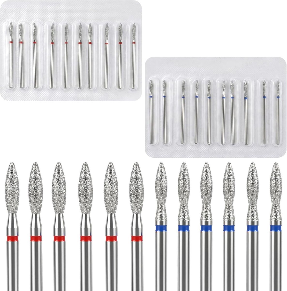 20 stuks diamant nagelfrees bits voor manicure en pedicure, nagelriemverzorging, gel en acryl nagels | Professionele nagelverzorging, nagelvijl en bits voor nagelverwijdering