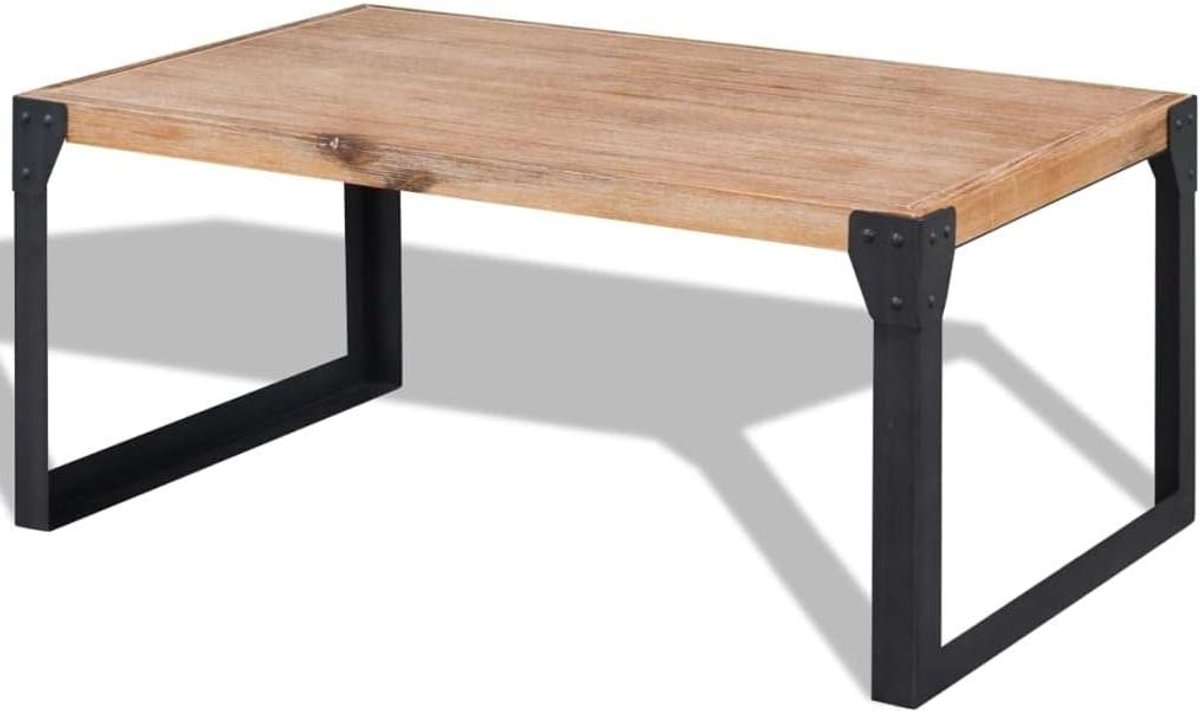 Salontafel Hout - Koffietafel Woonkamer - Woonkamer Inrichten - Massief Acaciahout Geborsteld - 100 x 60 x 45 cm