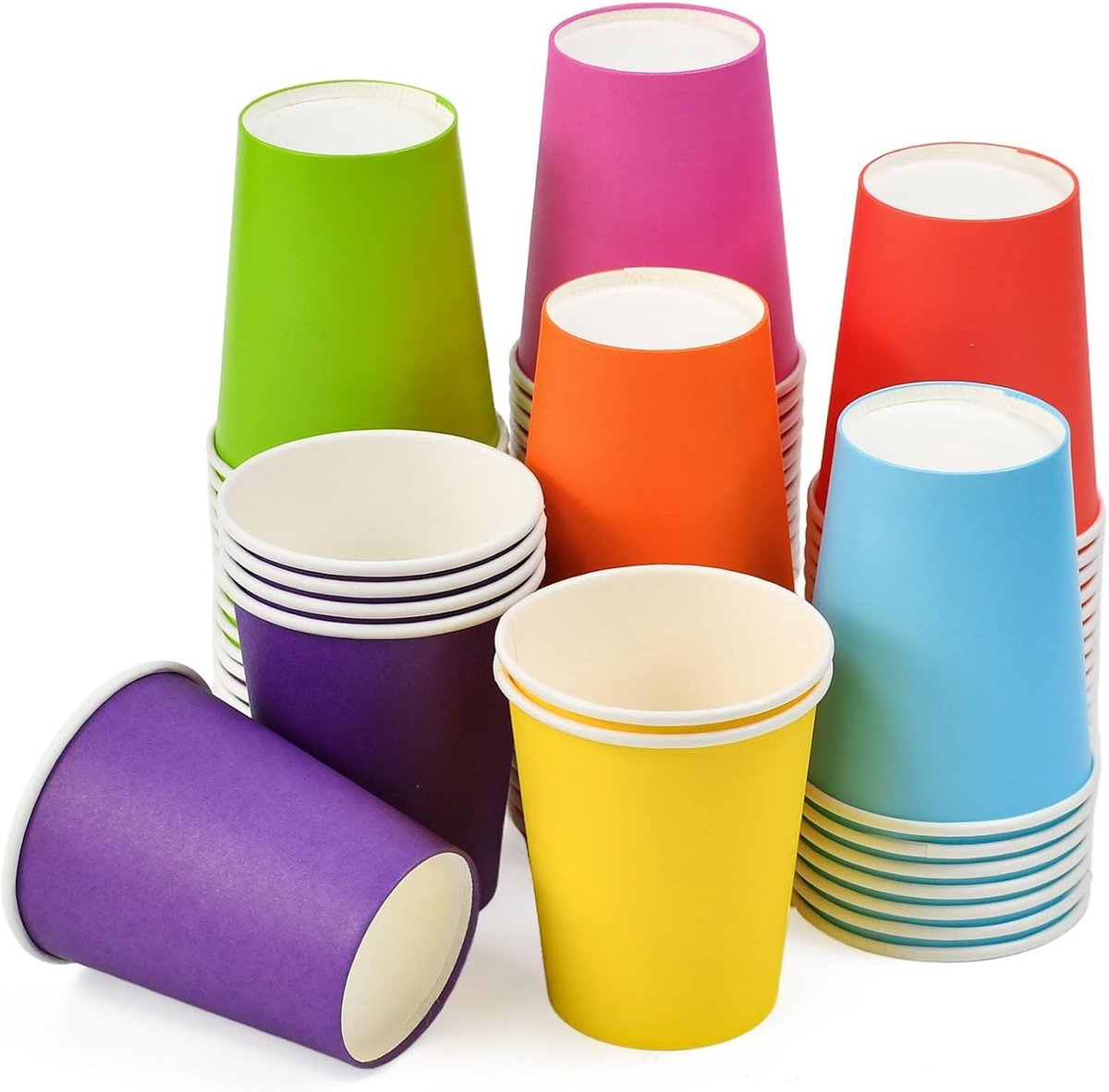 Kleurrijke Wegwerp Papieren Bekers 250 ml - 70 Stuks voor Verjaardagen, Bruiloften en Feestjes - Biologisch Afbreekbaar en Geschikt voor Koffie en Thee