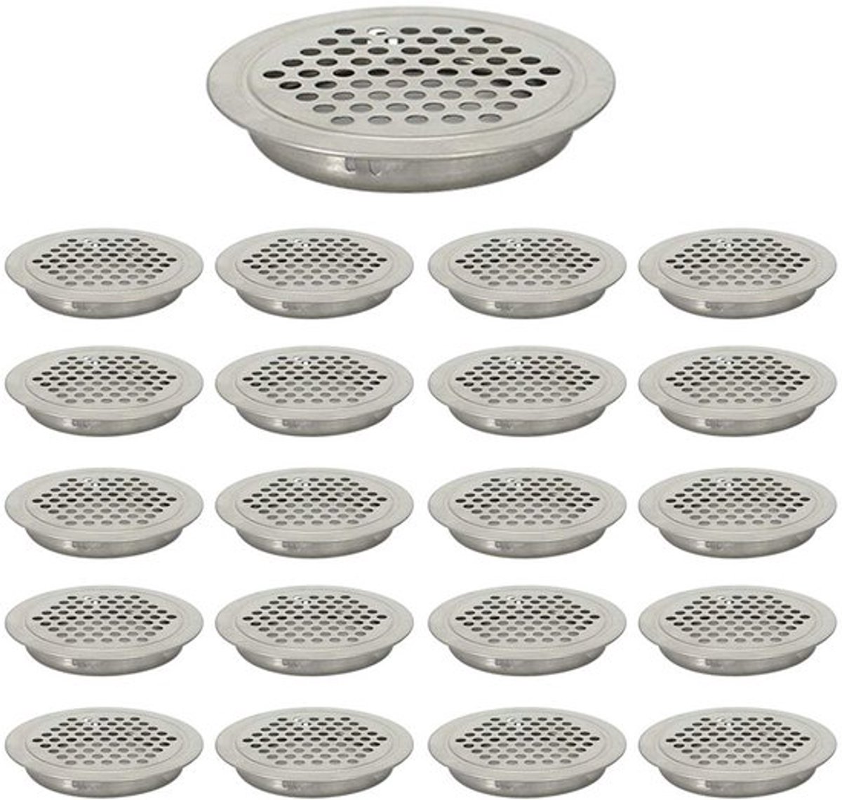 Platte Circulaire Luchtventilatie Inclusief RVS Gaasgaatjes voor Kast, Badkamer, Kantoor, Keuken, Ventilatie, 20 Stuks