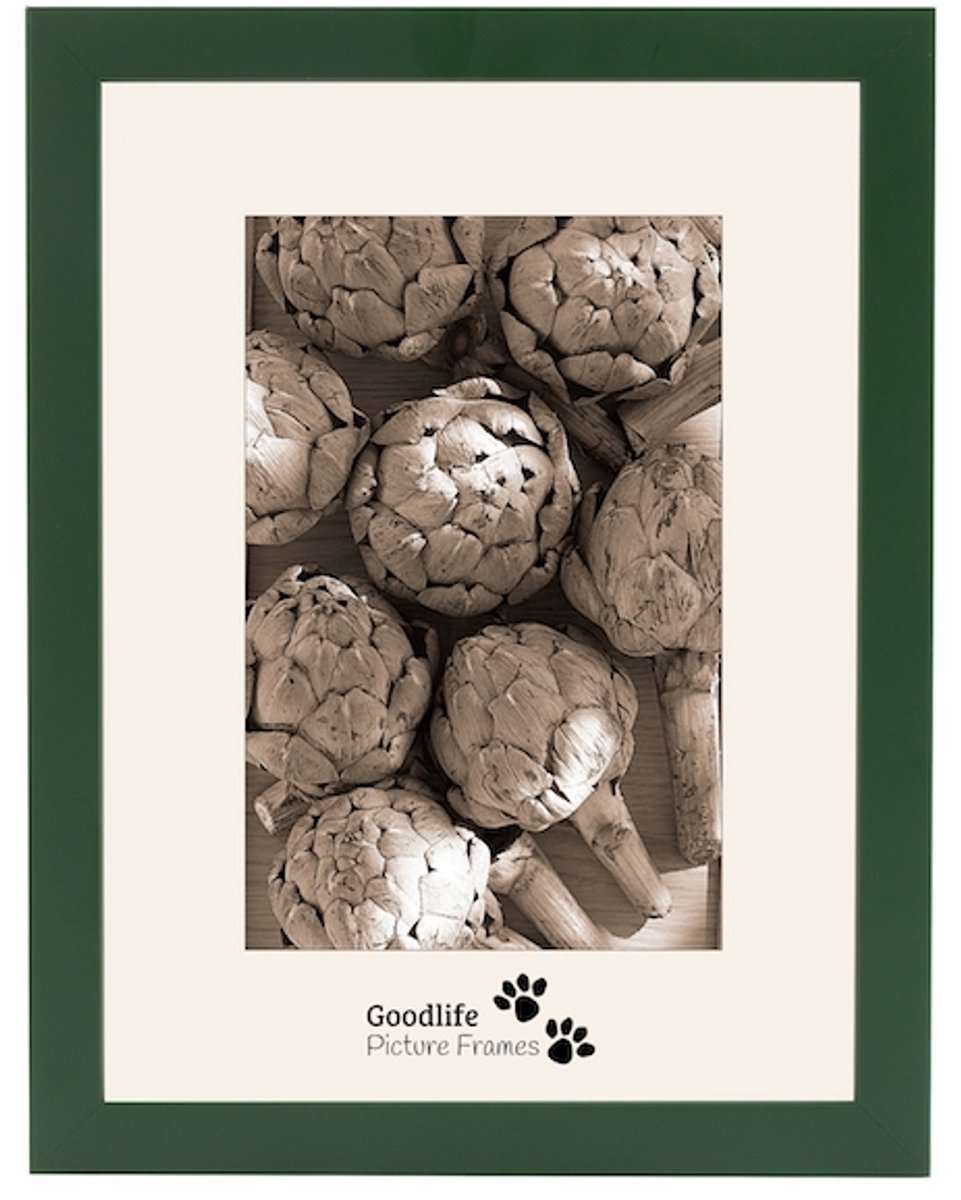Houten Fotolijst Anitra Donkergroen - 35x35 - Anti-reflectie glas - 18 mm breed profiel - Goodlife Picture Frames