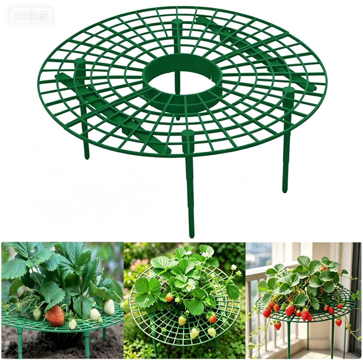 Aardbeien Ondersteuningsrek Van Kunststof, Ronde Rooster Steunframe Met Steekpoten, Voorkomt Rotte Aardbeien Op De Grond, Diameter 30cm Hoogte 10cm Voor Potplanten En Tuinbedden
