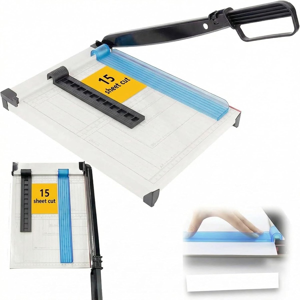 Precisie Papier Snijmachine A4 met Veiligheidsbescherming - Snijdt tot 15 Bladen, Ideaal voor Foto's, Kaarten en Vinyl
