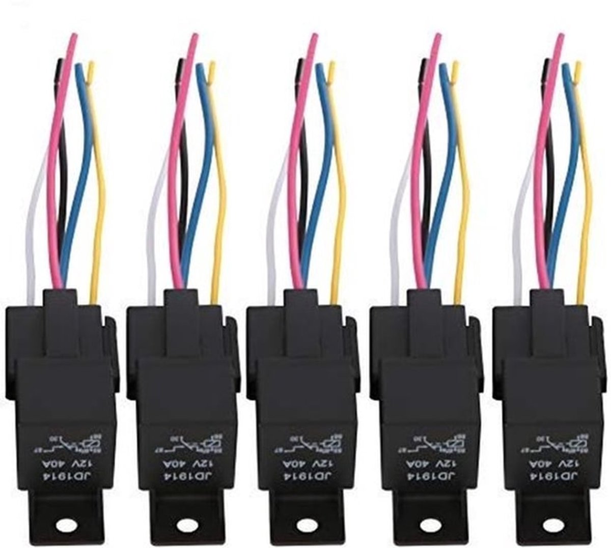 Waterdichte relais bedrading set 5 stuks 12V 30A/40A auto relais en relais socket kit 5 pin