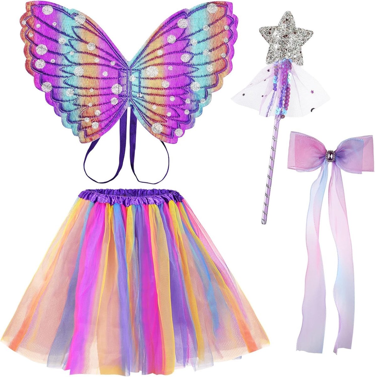 Betoverende Feestoutfit met Vlinder- en Elfenvleugels voor Kinderen, Perfect voor Halloween, Verjaardagen en Carnavalsvieringen