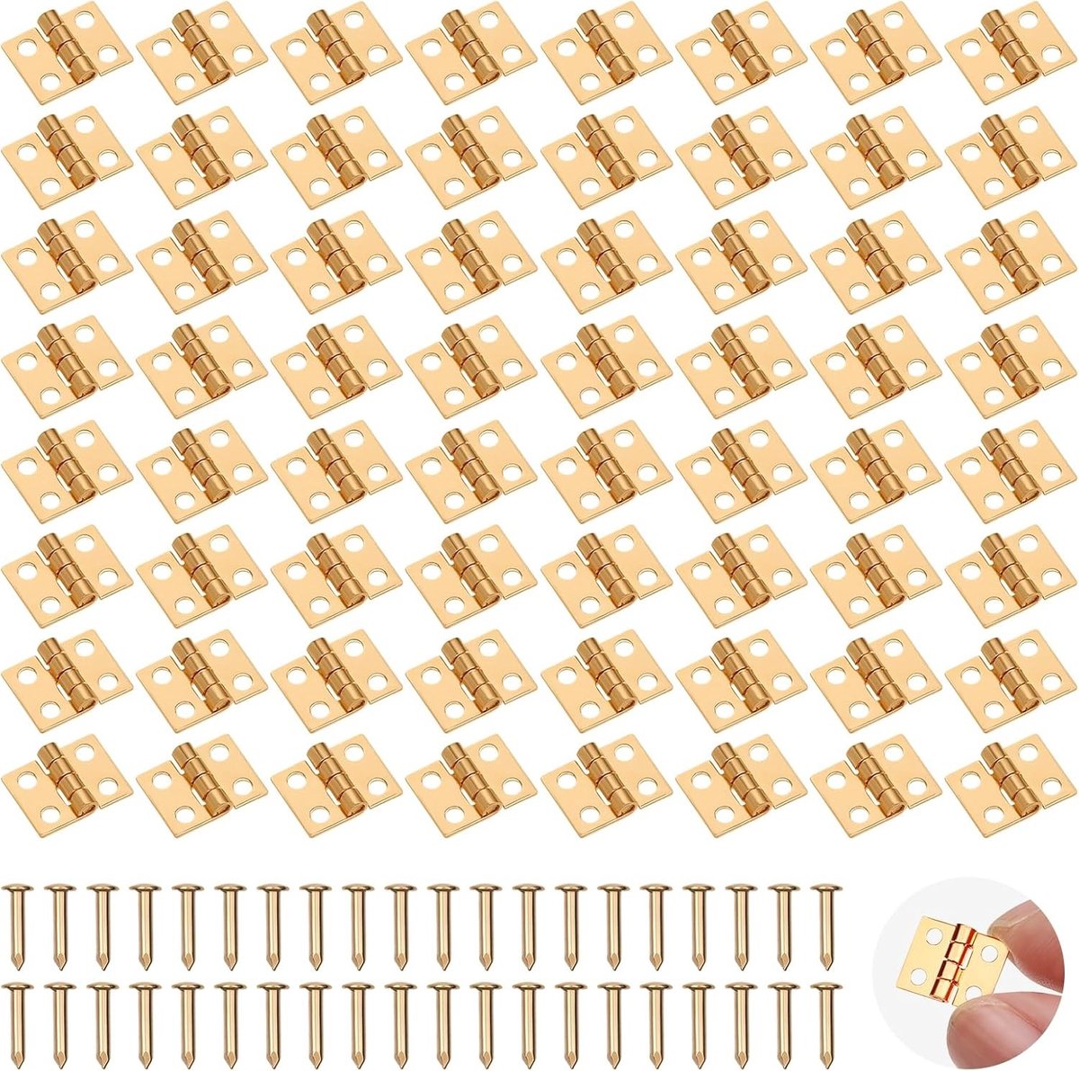 Set van 100 Mini Scharnieren met 400 Schroeven, Ideaal voor Kleine Deurtjes, DIY Projecten en Houten Dozen
