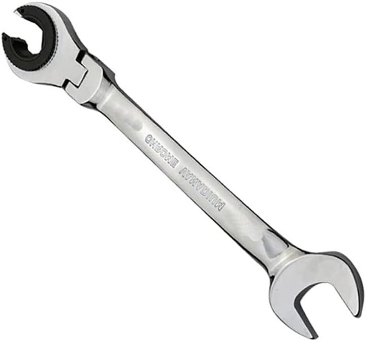 19mm Flex Head Pijp Ratelsleutel met Dubbel Open Eind, Spiegellak, Impact Sleutel, Chrome Vanadium Staal, Voor Professioneel Gebruik en Doe-Het-Zelf Projecten
