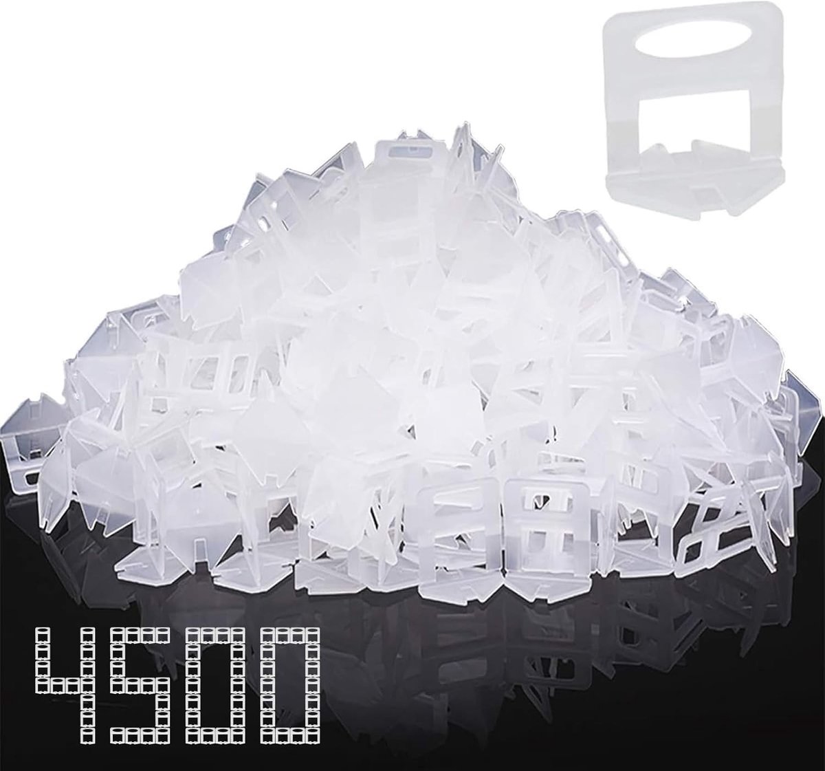 4500 standaard tegeltabs voor een perfect egaliserend systeem, voegbreedte 1.5 mm, hoogte 3-12 mm, tegelleggen, egalisatiehulp, leginstructies, tegels plaatsen