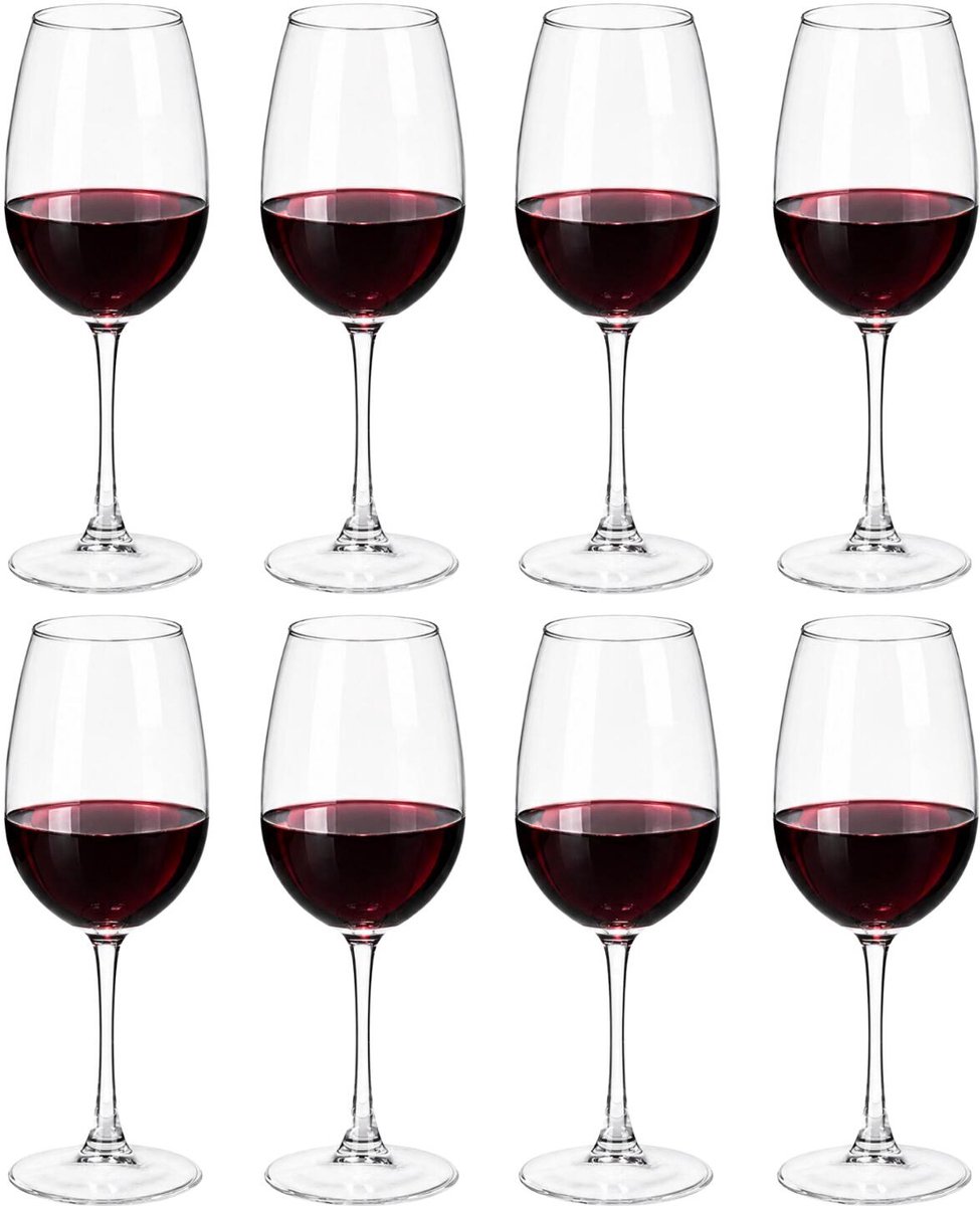 Vivalto wijnglazen set shiraz - 8x - transparant - glas - 530 ml - witte/rode wijnglazen