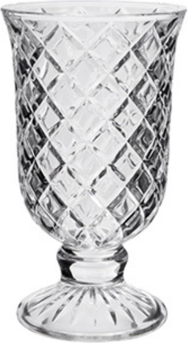 Alessandro bloemenvaas Verona modelo - transparant bewerkt glas - H18 cm - ronde kelk vorm