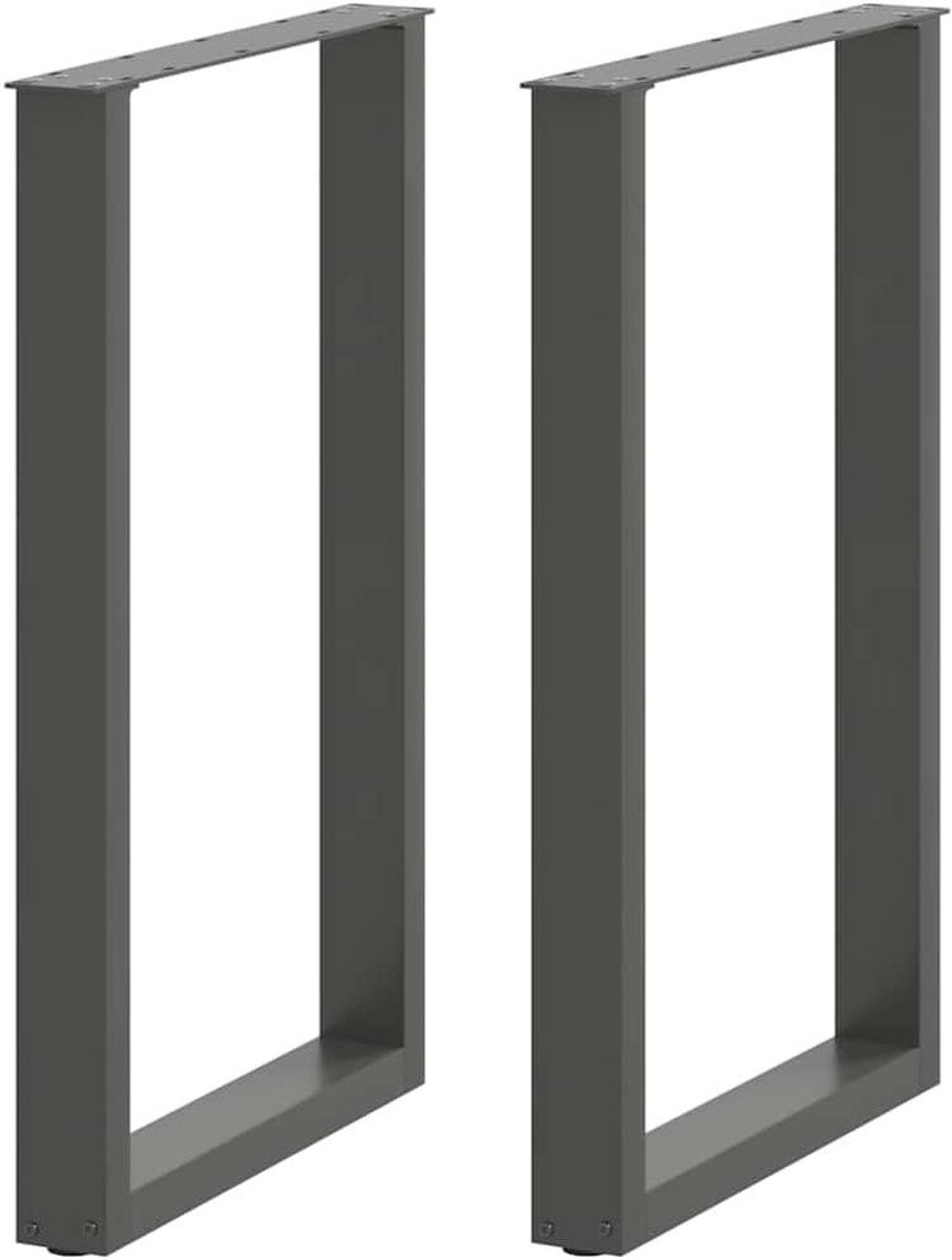 Bartafelpoten U-vorm - Tafelonderstel Metaal - Meubels Maken - Verstelbare Voetnivelleerders - 60x90 cm - Antraciet