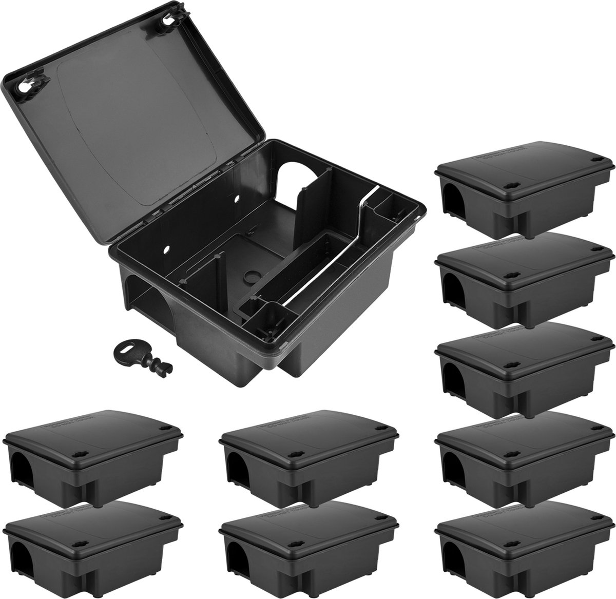 10-delige rattenaasstationset – tuinaasdoos, muizenval, rattenaasstation, rattenval – kind- en huisdierveilig – Petigi