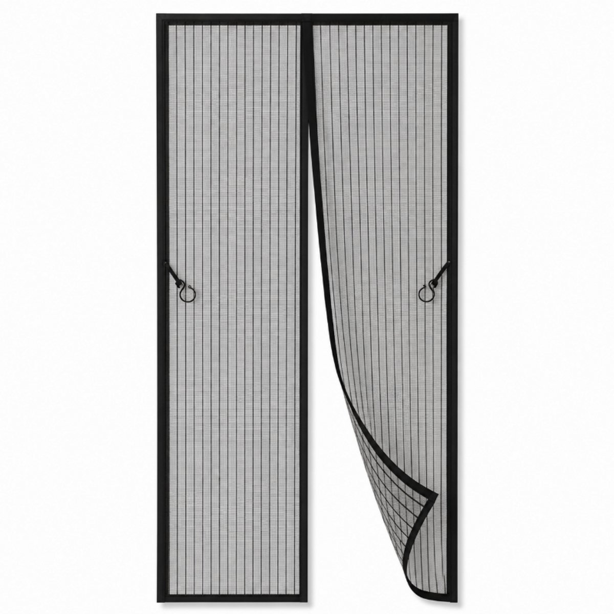 Magnetische Hordeur 100x210 cm - Vliegengordijn met Magneten - Zijwaartse Opening met Glasvezel Horrengaas - Anti-insecten Deurgordijn Zonder Boren - Zwart